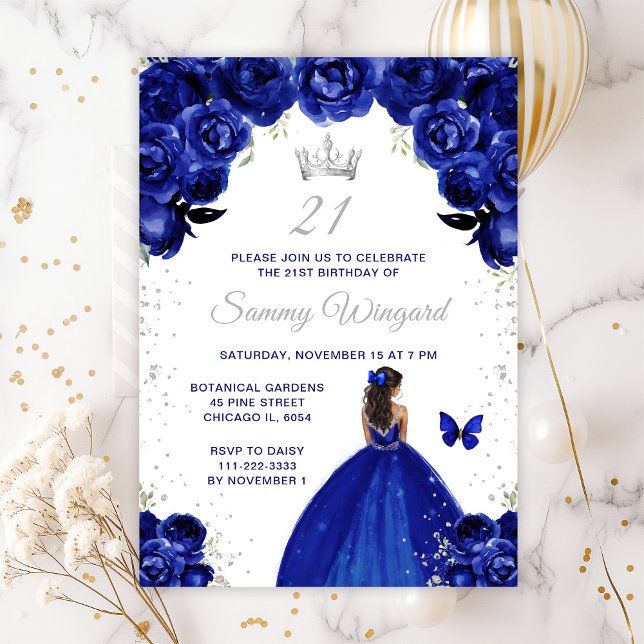 Convite Festa de aniversário de Princesa da Pele Azul Escu (Criador carregado)
