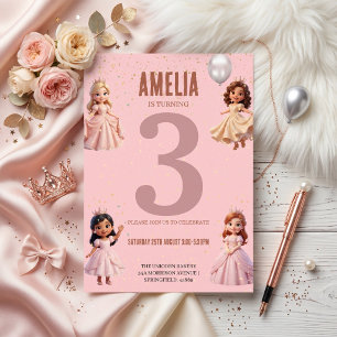 Convite Festa de Aniversário de Princesa para Meninas