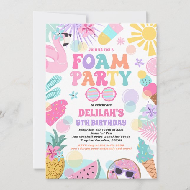 Convite Festa de aniversário de proteção da Piscina de esp (Frente)