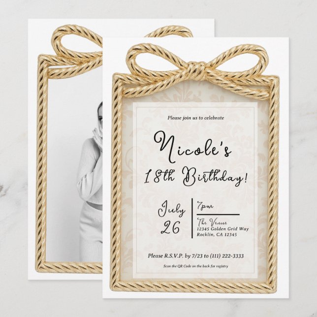 Convite Festa de aniversário de Quadro de Fotografias de P (Frente/Verso)