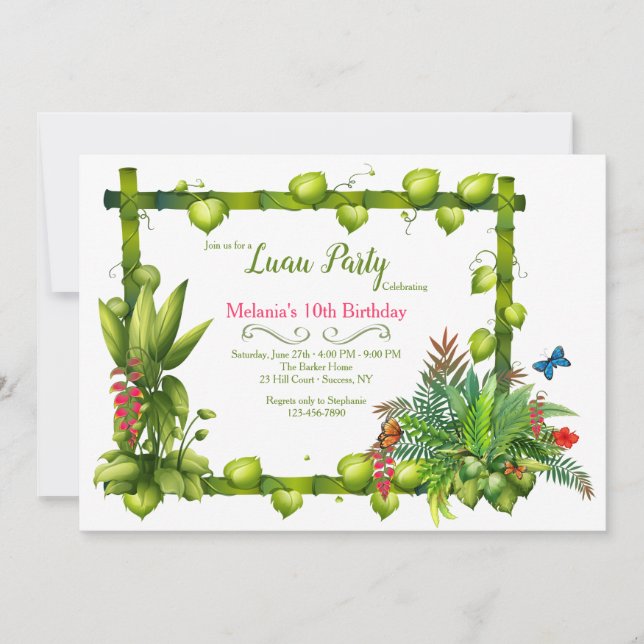 Convite Festa de aniversário de quadros Tiki (Frente)