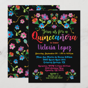 Convite Festa de aniversário de Quinceañera Fiesta com b