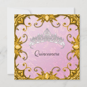 Convite Festa de Aniversário de Quinceanera Tiara Rosa Dou