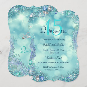 Convite Festa de Aniversário de Quinze Anos Quinceanera Az