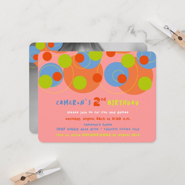 Convite Festa de aniversário de Rapariga de Fotografias Co (Frente/Verso In Situ)