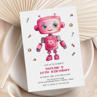 Festa de aniversário de Rapariga Robótica Rosa Mod