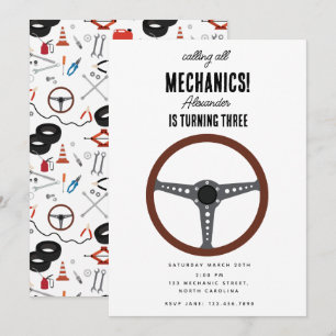 Convite Festa de aniversário de Rapazes com Ferramentas Au