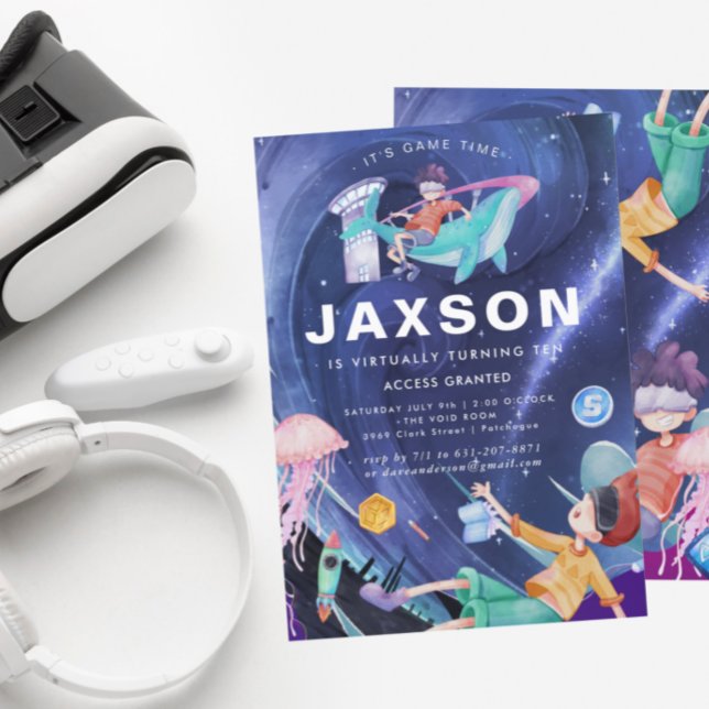 Convite Festa de aniversário de Realidade Virtual (Criador carregado)