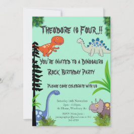 Convite Festa de aniversário de Rock dos Dinossauros