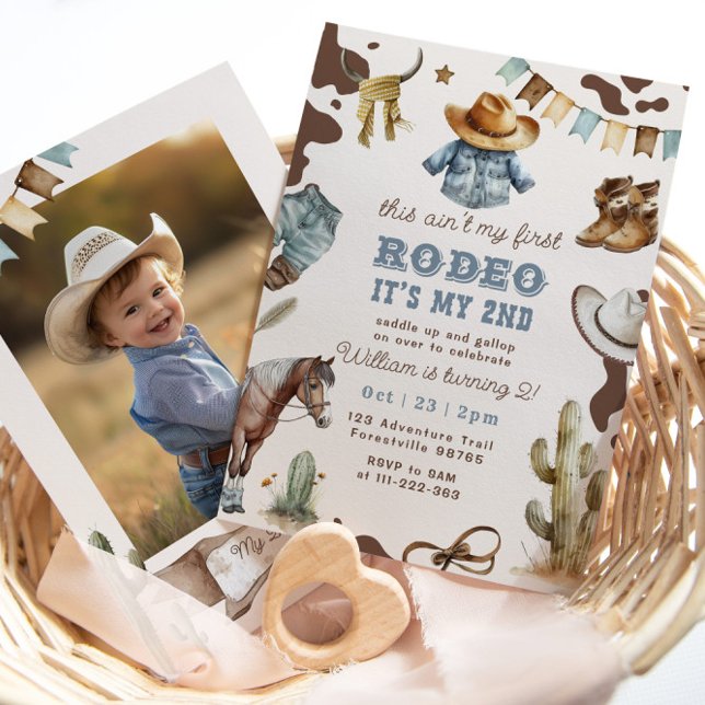 Convite Festa de aniversário de rodeio de cowboy ocidental (Criador carregado)