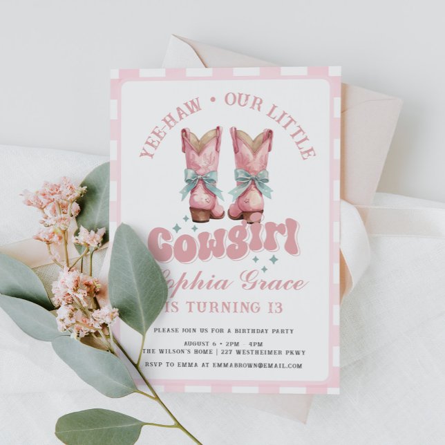 Convite Festa de aniversário de Rodeio Rosa (Criador carregado)