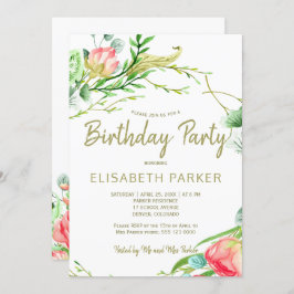 Convite Festa de aniversário de rosa de jardim de esfregão