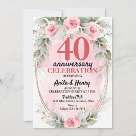 Convite Festa de aniversário de Rosas Rosa Suave e Verde S