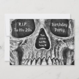 Convite Festa de aniversário de rosto gótico do crânio RIP