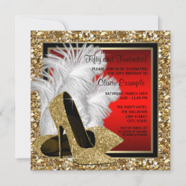 Convite Festa de aniversário de saltos altos preto, vermel