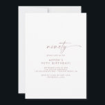 Convite Festa de aniversário de Script Dourado do Rosa mod<br><div class="desc">Este convite de aniversário rosa de 90 de guião ouro moderno é perfeito para uma festa de aniversário minimalista. O simples design cor-de-rosa-rosa-rosa-claro apresenta uma tipografia exclusiva de letras industriais com estilo boho moderno. Personalizável em qualquer cor. Mantenha o design mínimo e elegante, como está, ou personalize-o adicionando seus próprios...</div>
