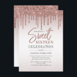 Convite Festa de aniversário de script Glitter Dourado do<br><div class="desc">Convite de aniversário 16 moderno e elegante que você pode personalizar facilmente com os detalhes do seu partido. Apresentando picos de brilho com fundo de gradiente ouro rosa e tipografia de script.</div>
