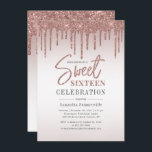Convite Festa de aniversário de script Glitter Dourado do<br><div class="desc">Convite de aniversário 16 moderno e elegante que você pode personalizar facilmente com os detalhes do seu partido. Apresentando picos de brilho com fundo de gradiente ouro rosa e tipografia de script.</div>