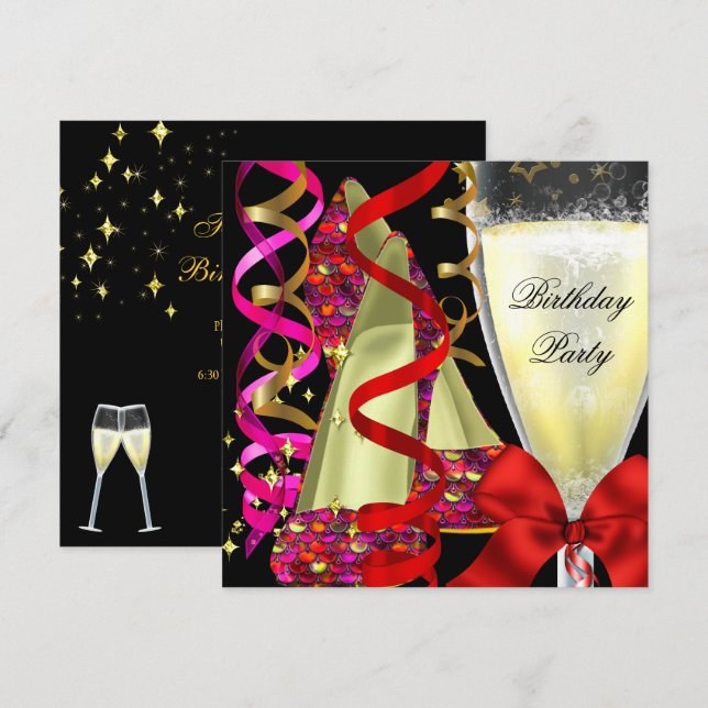 Convite Festa de aniversário de Sequências de Calçados Ros (Frente/Verso)