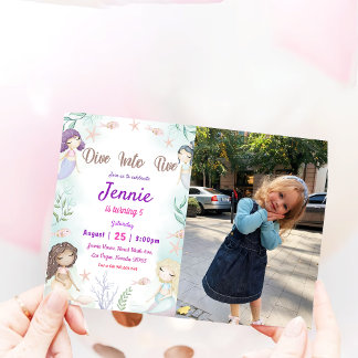 Convite Festa de aniversário De Sereia Sob O Partido Do Ma