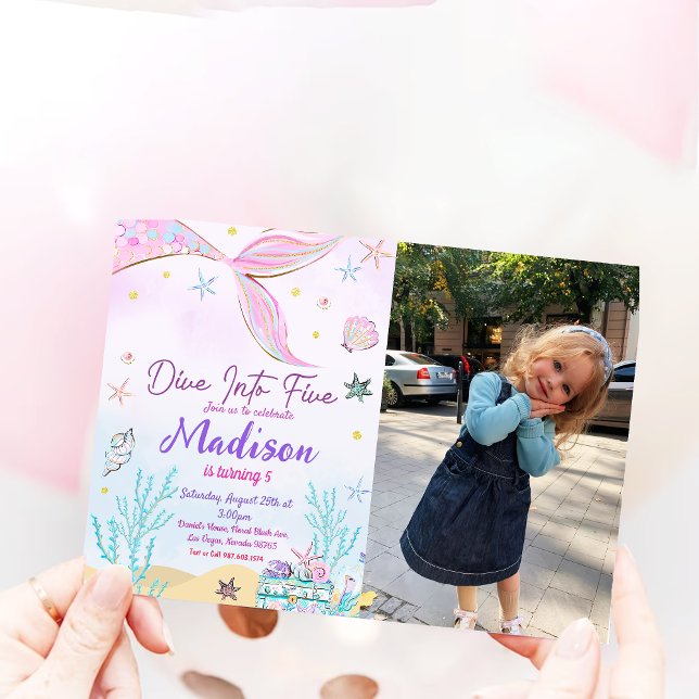Convite Festa de aniversário De Sereia Sob O Partido Do Ma (Criador carregado)