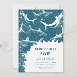 Convite Festa de aniversário de Shark Boys Azuis com Dific