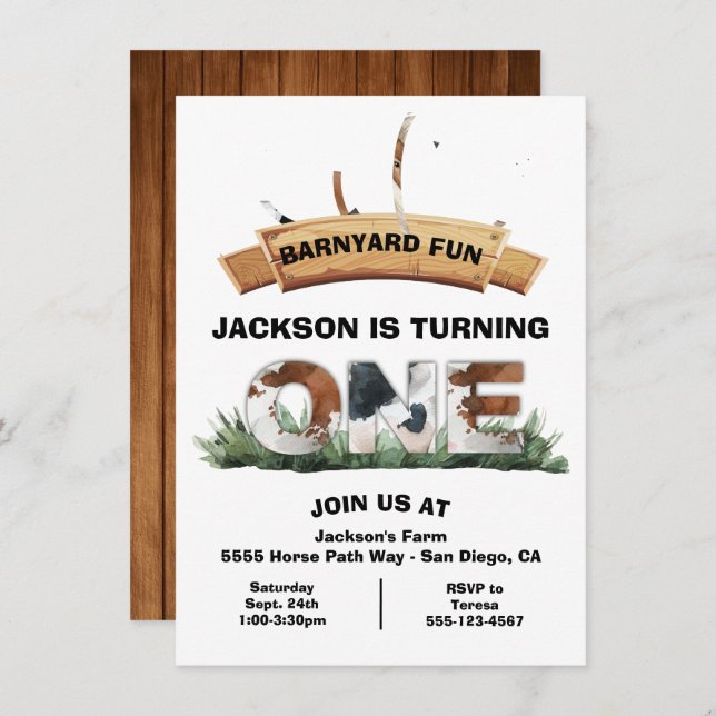 Convite Festa de aniversário de Sinais Russos do Barnyard (Frente/Verso)