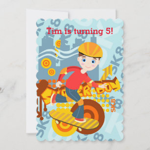 Convite festa de aniversário de skate grafite