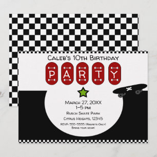 Convite Festa de Aniversário de Skate Half Pipe Skateboard
