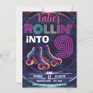 Convite Festa de aniversário de Skating Roller do Kid Pers