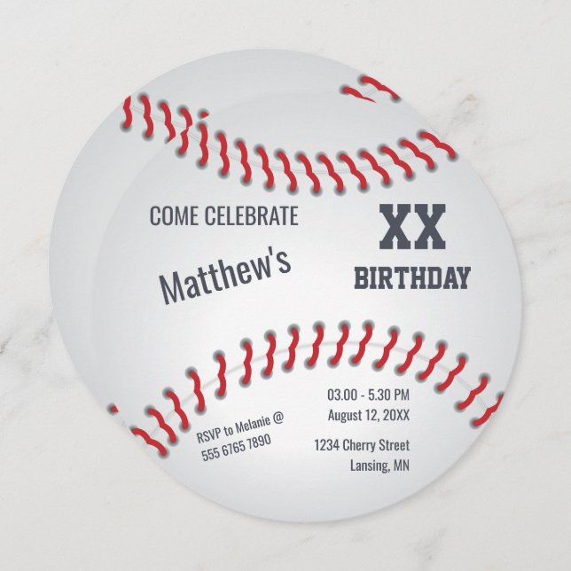 Convite Festa de aniversário de Sluggers de Baseball em Ho (Frente/Verso)