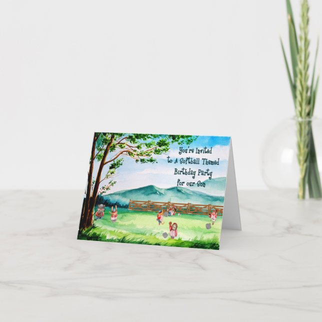 Convite Festa de aniversário de Softball Pensada para Filh (Frente)