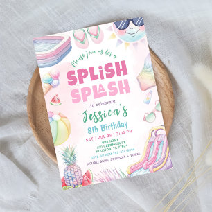Convite Festa de aniversário de Summer Waterslide Girl