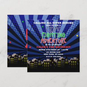 Convite Festa de Aniversário de Super Herói de Aventura de