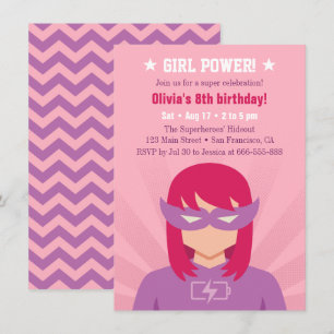 Convite Festa de Aniversário de Super-Heroína Girl Power