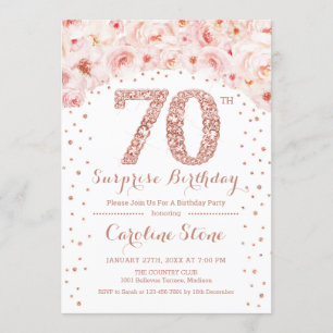 Convite Festa de aniversário de Surpresa 70 - Rosa Branca