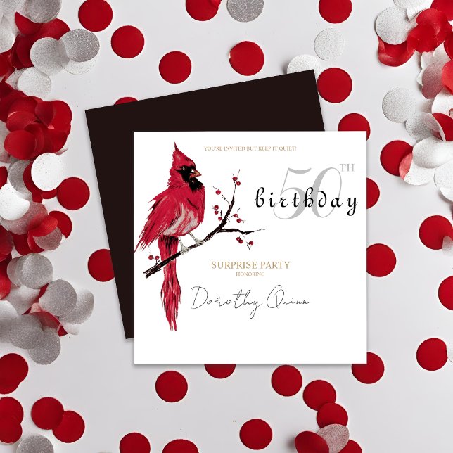 Convite Festa de aniversário de Surpresa Cardinal de Aquar (Criador carregado)