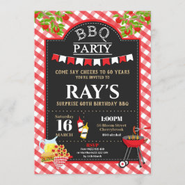 Convite Festa de aniversário de Surpresa CHURRASCO Vermelh