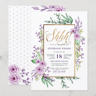 Convite Festa de aniversário de Surpresa com Aquarela Dour