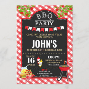 Convite Festa de aniversário De Surpresa De CHURRASCO Em 