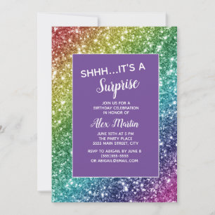 Convite Festa de aniversário de Surpresa do Arco-Íris Gl