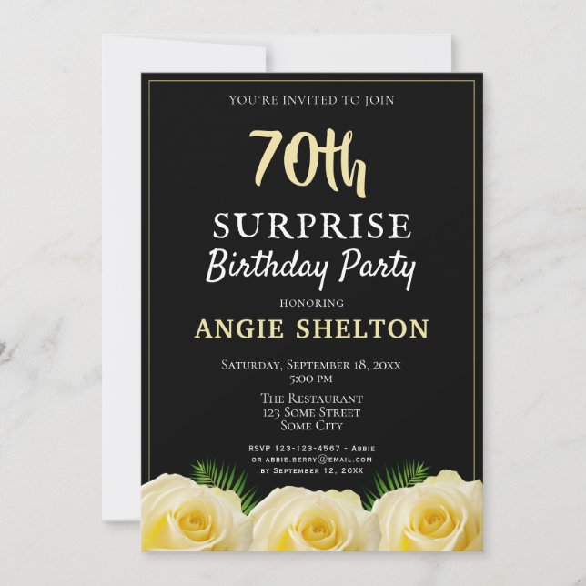 Convite Festa de aniversário de Surpresa Tropical Rose Ama (Frente)