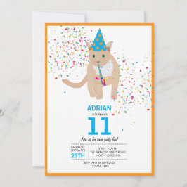 Convite Festa de aniversário de Tema de Gato Engraçado