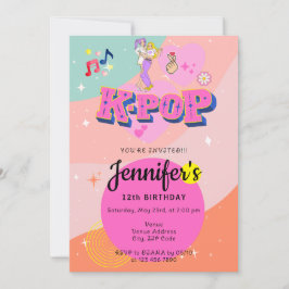 Convite Festa de aniversário de Tema Pop Music Star K-Pop