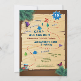 Convite Festa de aniversário de tenda do acampamento para 