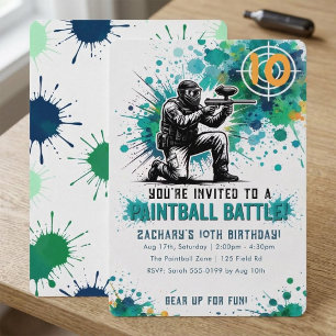 Convite Festa de Aniversário de Tinta em Pó Azul Teal para