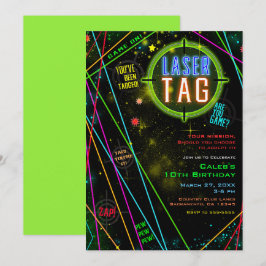 Convite Festa de Aniversário de Tiro a Laser Luzes Cósmica