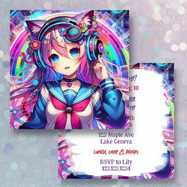 Convite Festa de aniversário de Trabalho de arte de Animaç (Criador carregado)