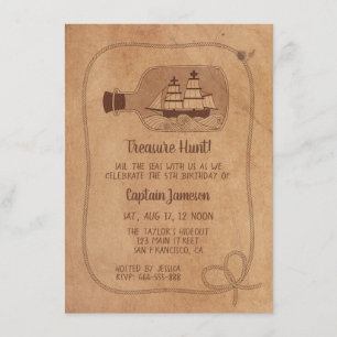 Convite Festa de aniversário de Treasure Hunt em Garrafa