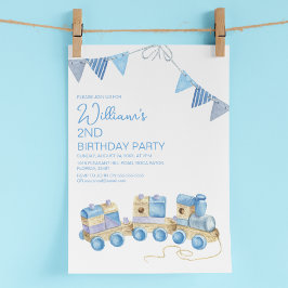 Convite Festa de Aniversário de Trem de Brinquedo Vintage